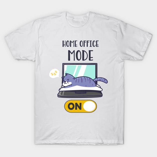 Home Office Mode On Funny Cat Laptop Sleep T-Shirt by Foxxy Merch